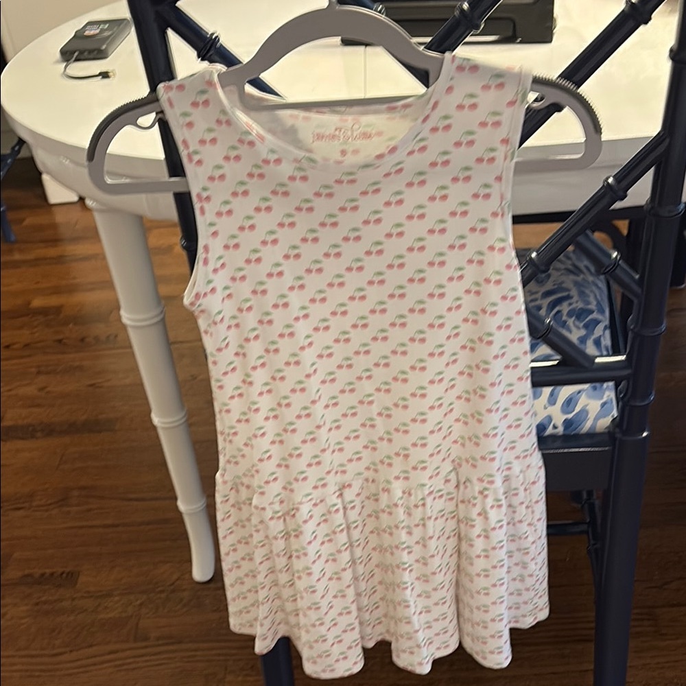James and Lottie Girls' White and Pink Cherry Dress